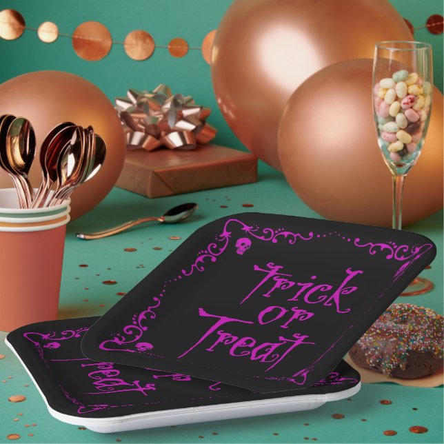 Assiettes En Carton Poison Purple Trick ou traitement (Multi)