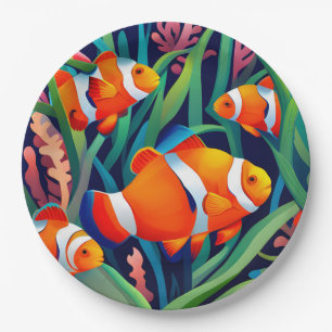 Assiettes En Carton Poisson Clown Dans Les Algues