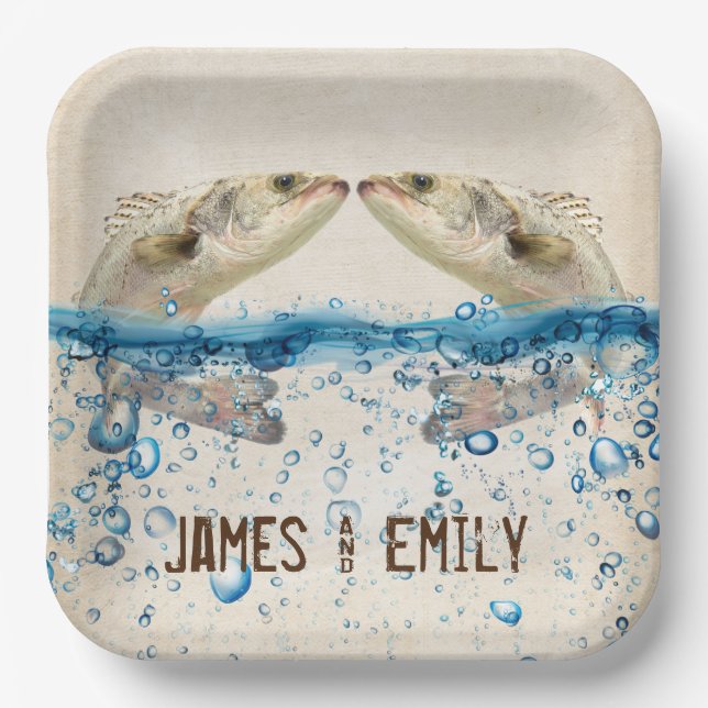 Assiettes En Carton Poisson de mariage dans l'eau  (Recto)