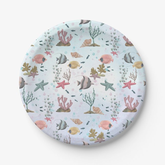Assiettes En Carton Poisson Sous La Mer (Devant)