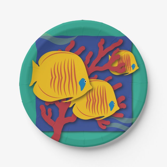 Assiettes En Carton Poisson tropical (Devant)