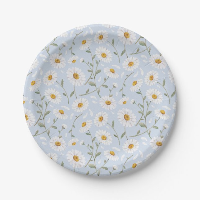 Assiettes En Carton Poissons (Gainsboro) - Aquarelle Motif Floral (Devant)
