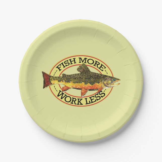 Assiettes En Carton Poissons humoristiques plus - Travailler moins de  (Devant)