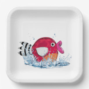 Assiettes En Carton Poissons Mignons Dans L'Eau