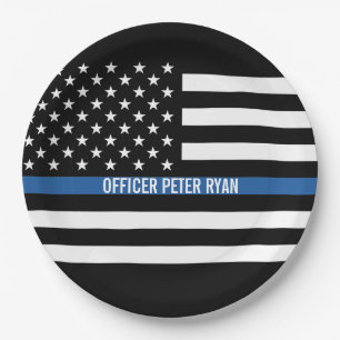 Assiettes En Carton Police Mince Blue Line American Flag Ajouter un no