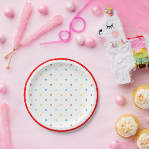 Assiettes En Carton Polka arc-en-ciel coloré mignon Anniversaire