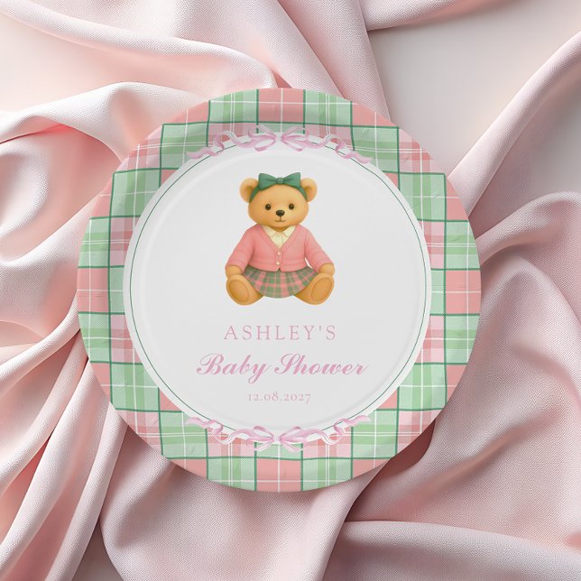 Assiettes En Carton Polo Teddy ours fille ours Baby shower (Créateur téléchargé)