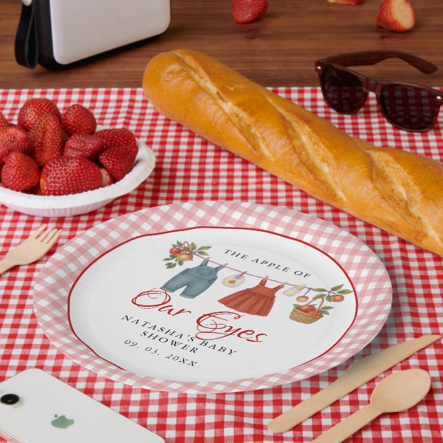 Assiettes En Carton Pomme de nos yeux Fruit baby shower d'automne merc (Pique-nique)