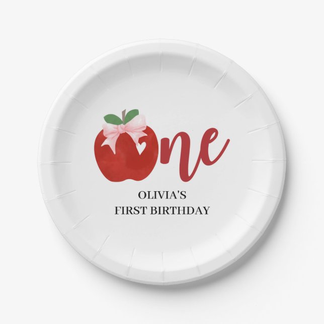 Assiettes En Carton Pomme de notre oeil Arc rose anniversaire (Devant)