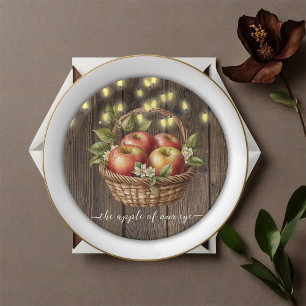 Assiettes En Carton Pomme de notre oeil chute Baby shower de bois flor