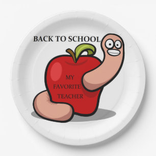 ASSIETTES EN CARTON POMME "RETOUR À L'ÉCOLE"