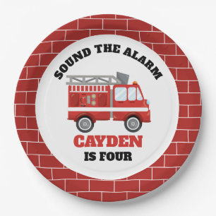 Assiettes En Carton Pompier Pompier Plaques papier fête d'anniversaire