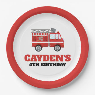 Assiettes En Carton Pompier Pompier Plaques papier fête d'anniversaire