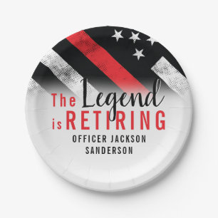 Assiettes En Carton Pompier Retraite Ligne Rouge Flag Flaman