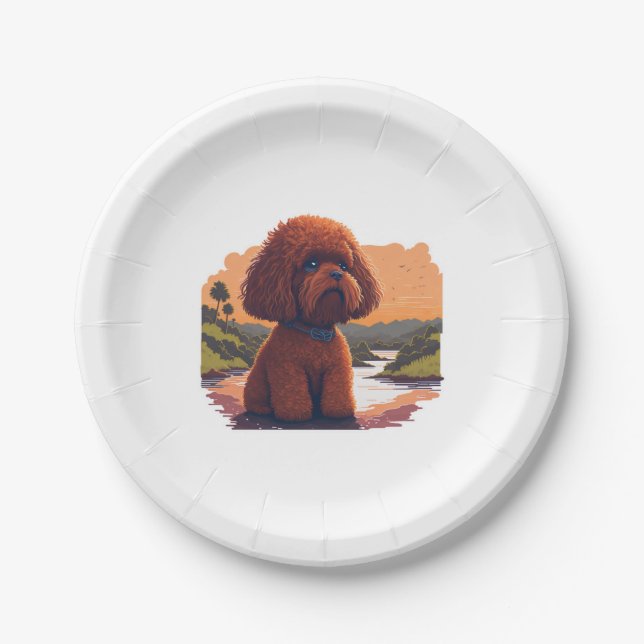 Assiettes En Carton Poodle de jouet mignon (Devant)