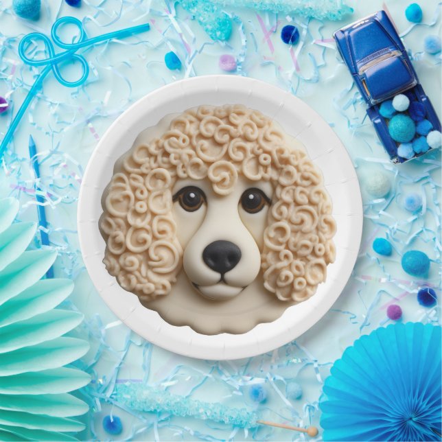 Assiettes En Carton Poodle Dog 3D inspiré (Fête)