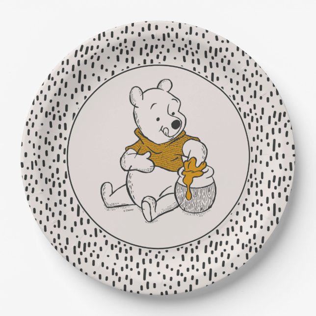 Assiettes En Carton Pooh, Eeyore & Tigger | Baby shower Lune et étoile (Devant)