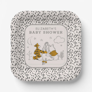 Assiettes En Carton Pooh, Eeyore & Tigger   Baby shower Lune et étoile