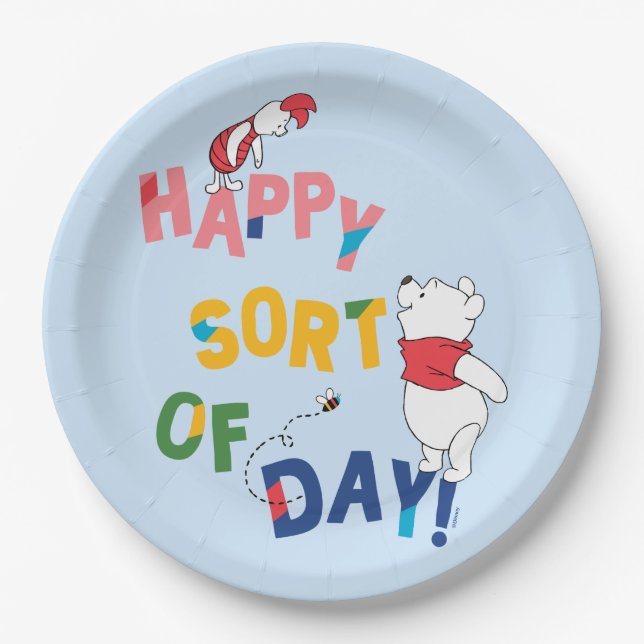Assiettes En Carton Pooh et Piglet| Bonne journée ! (Devant)