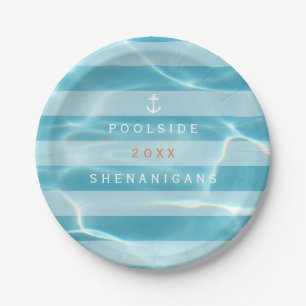 Assiettes En Carton Pool Party Shenanigans Nautical Aqua