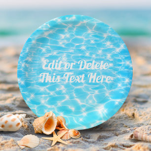 Assiettes En Carton Pool Party Summer Beach Anniversaire de fête Texte