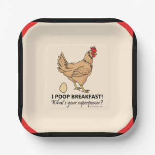 Assiettes En Carton Poops de poulet Petit-déjeuner Drôle Plaques de