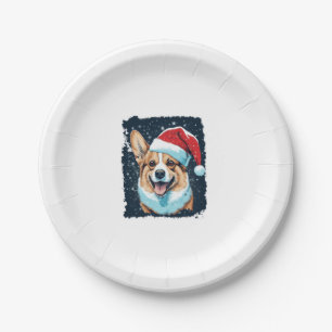 Assiettes En Carton Pop Art Chien Corgi de Noël