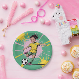 Assiettes En Carton Pop Art Comic Girls Soccer Anniversaire