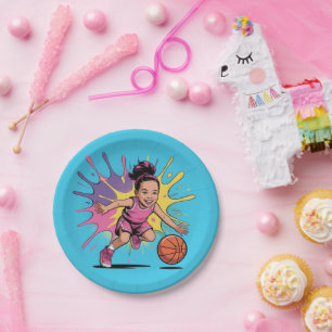 Assiettes En Carton Pop Art Girl Basketball Anniversaire Bash