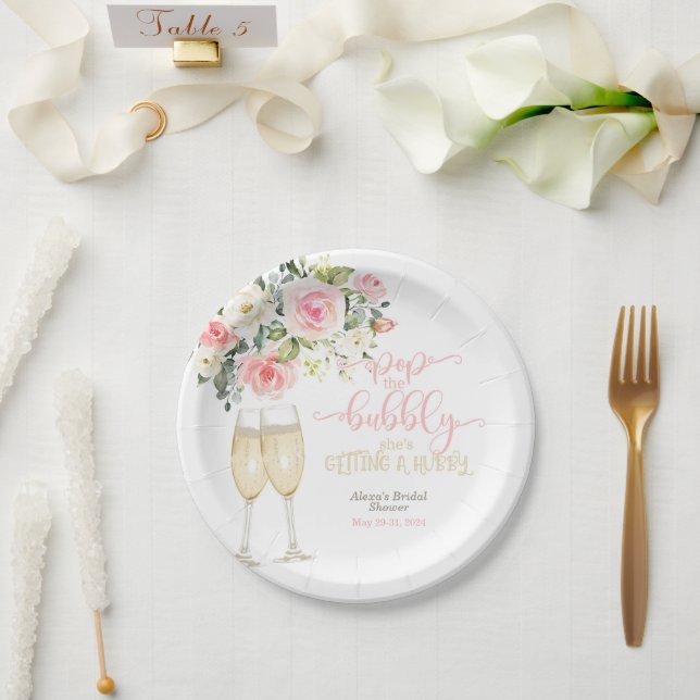 Assiettes En Carton Pop the Bubbly, elle prend un hubby (Mariage)