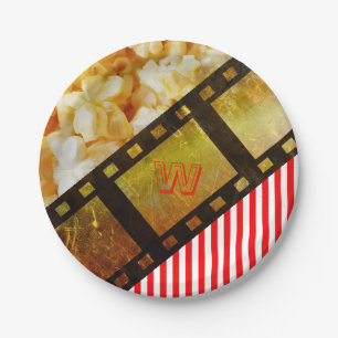 Assiettes En Carton Popcorn et film bobine film or noir rouge blanc