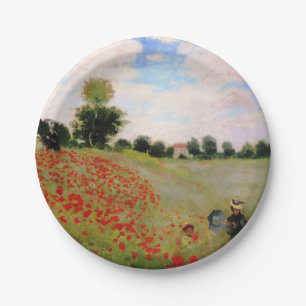 Assiettes En Carton Poppies rouges par Monet - Poppy Field Parasol Fem