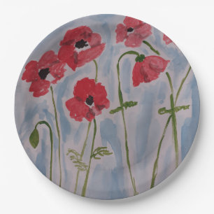 Assiettes En Carton Poppies rouges sauvages