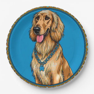 Assiettes En Carton Portrait de chien dans un cadre orné