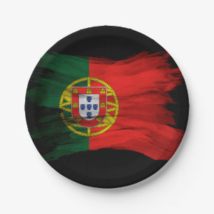 Assiettes En Carton Portugal flag brush stroke, national flag