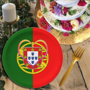Assiettes En Carton Portugal Plaques cardiaques, drapeau portugais / f