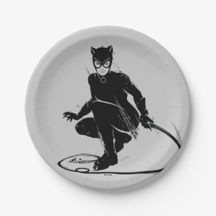 Assiettes En Carton Pose à pinceau en encre Catwoman