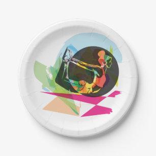 Assiettes En Carton Pose de yoga abstrait coloré forme physique et bie