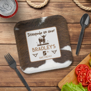 Assiettes En Carton Poster de animal Bétail Stampede Anniversaire Brow