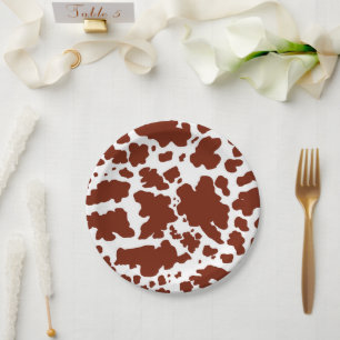 Assiettes En Carton Poster de animal de texture de la peau de vache Br