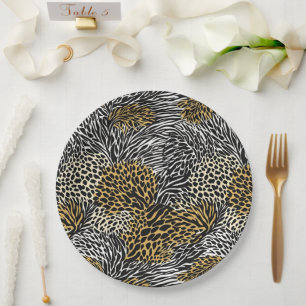 Assiettes En Carton Poster de animal mixte Zebra Leopard Tiger Impress
