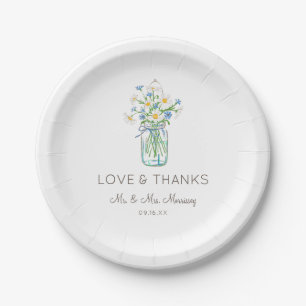 Assiettes En Carton Pot de fleurs sauvages rustique avec Love and Than