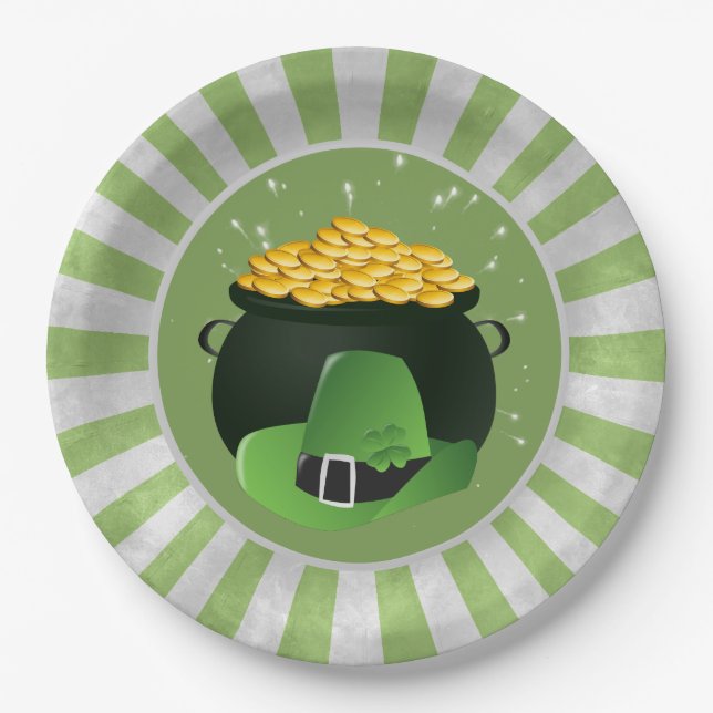 Assiettes En Carton Pot o' Gold Leprechaun Casquette (Devant)