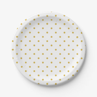 Assiettes En Carton Pots Polka | or rétro et blanc