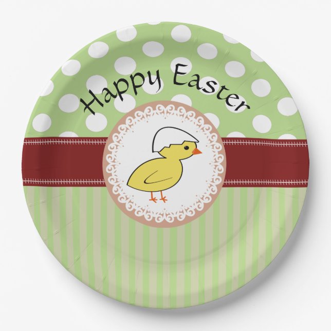 Assiettes En Carton Poule de bébé mignonne à la mode Pâques (Devant)