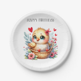 Assiettes En Carton Poulet de naissance mignon.