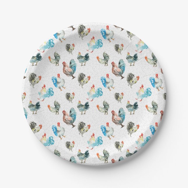 Assiettes En Carton Poulets Amateurs De Poules De Pays (Devant)