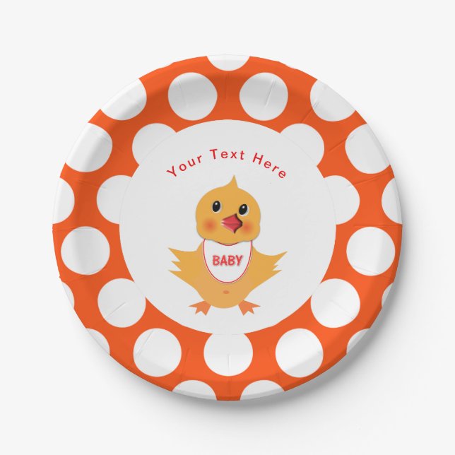 Assiettes En Carton Poulets Jaune Chick Baby Personnalisé (Devant)