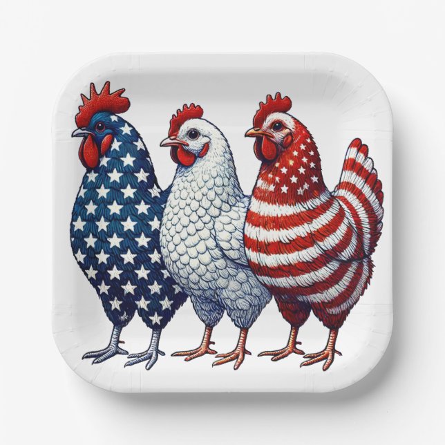 Assiettes En Carton Poulets patriotiques (Recto)