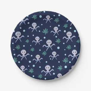 Assiettes En Carton Poulpe sous la mer motif pour enfants